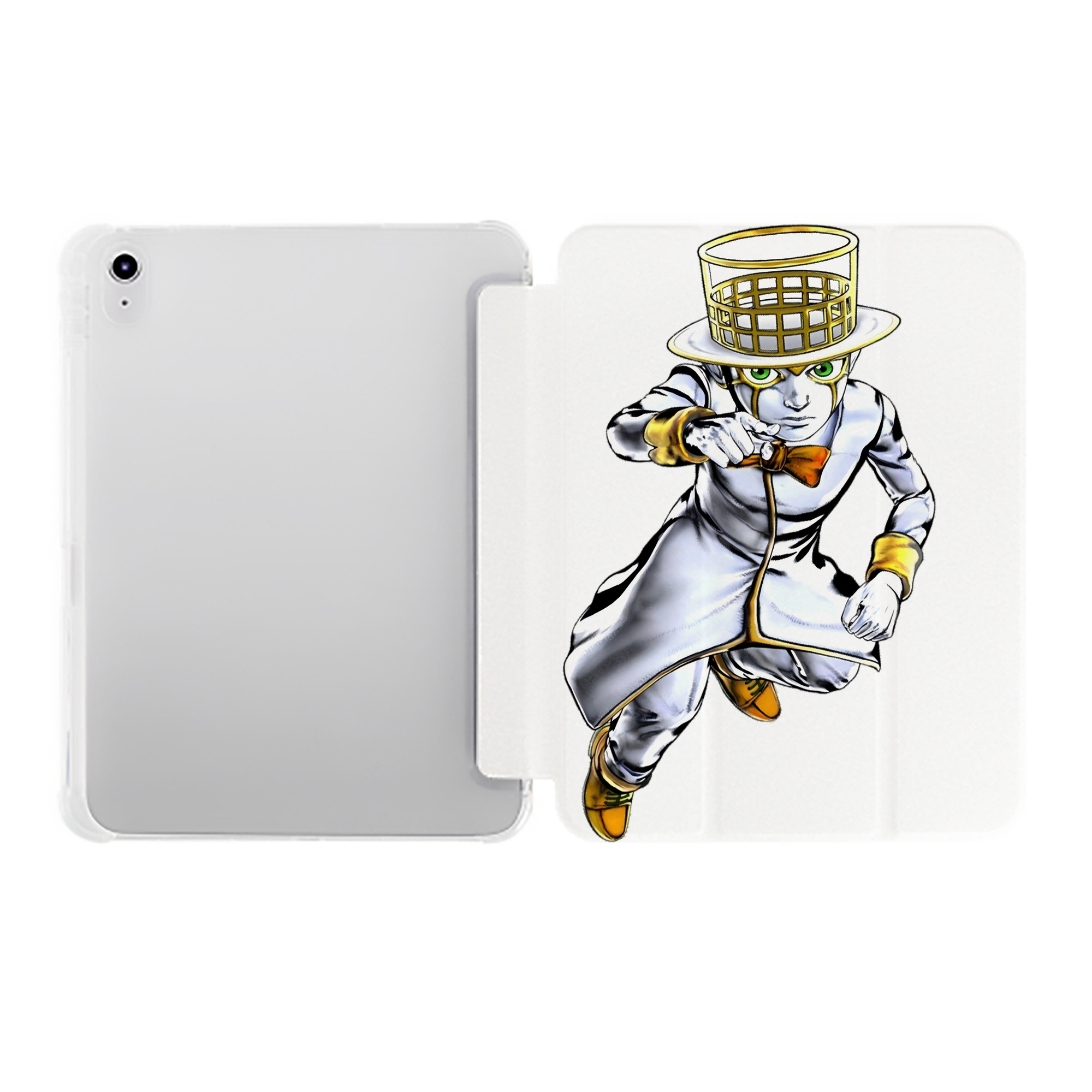 （画像用） ジョジョの奇妙な冒険 岸辺 露伴（きしべ ろはん） JoJo's Bizarre Adventure Rohan Kishibe IPad ケース ペン収納付き 三つ折りスタンド PUレザー×シリコン 対応機種9.5/10.5/10.9インチ
